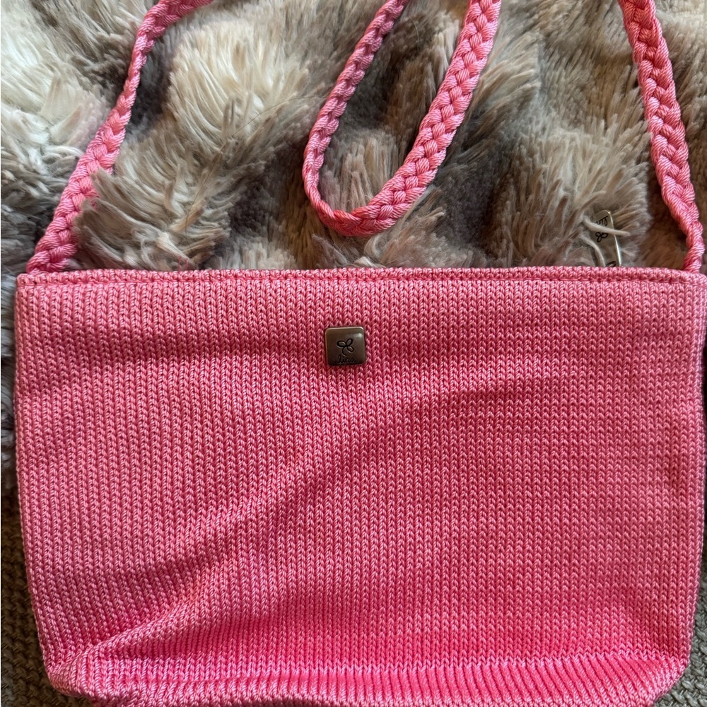 Lina Pink Knit Women's Shoulder Bag